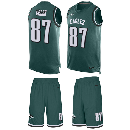 Nike Eagles #87 Brent Celek Midnight Green Team Color Men's Stitched NFL Limited Tank Top Suit Jersey